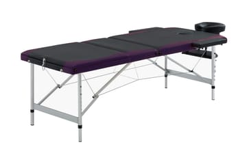 Hopfällbar massageb�änk 3 sektioner aluminium svart och lila