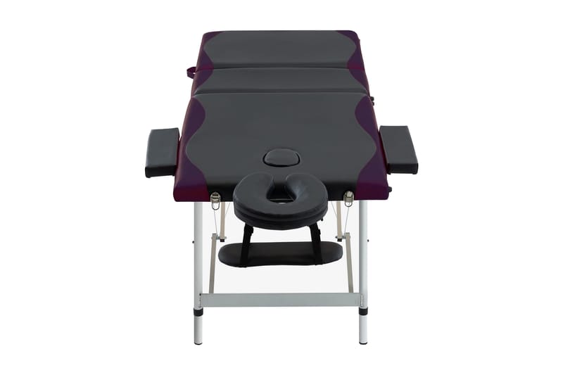 Hopfällbar massagebänk 3 sektioner aluminium svart och lila - Svart - Massagebord