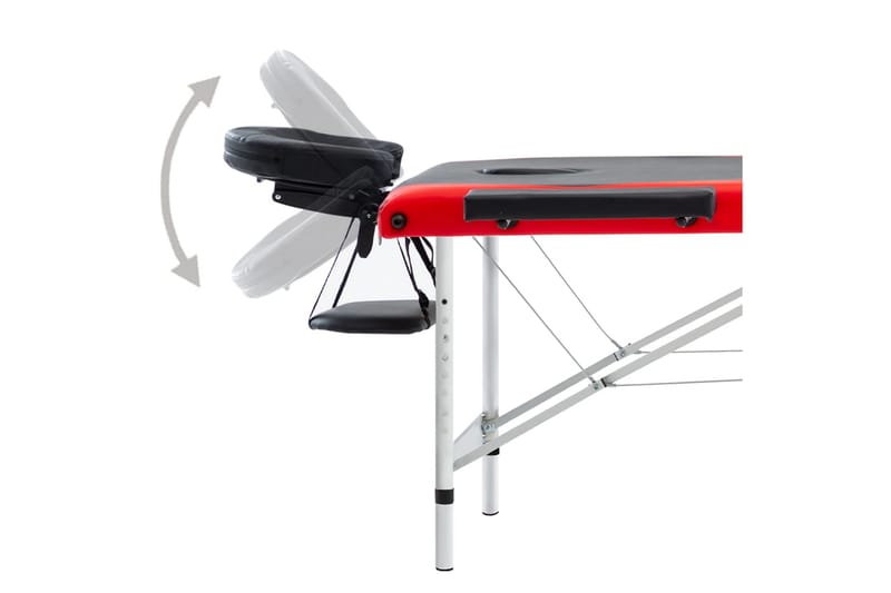 Hopfällbar massagebänk 3 sektioner aluminium svart och röd - Svart - Massagebord