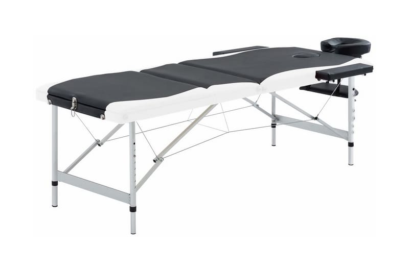 Hopfällbar massagebänk 3 sektioner aluminium svart och vit - Svart - Massagebord