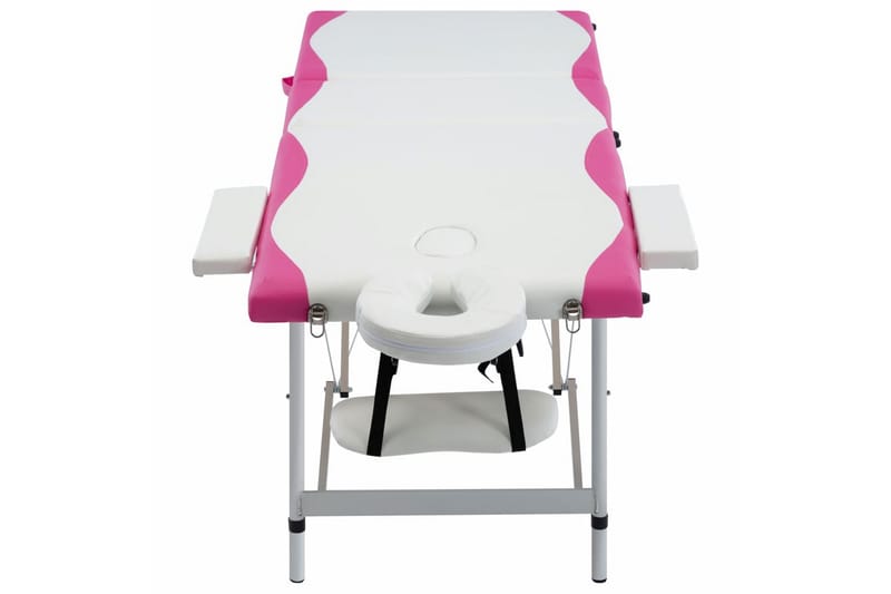 Hopfällbar massagebänk 3 sektioner aluminium vit och rosa - Vit - Massagebord