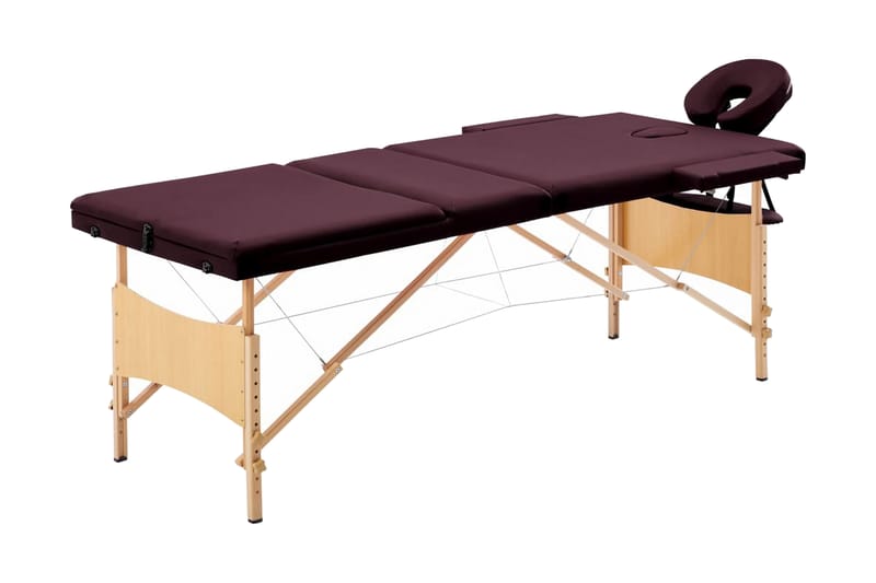 Hopfällbar massagebänk 3 sektioner trä lila - Lila - Massagebord