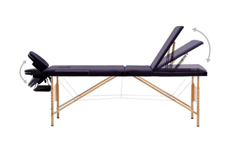 Hopfällbar massagebänk 3 sektioner trä mörklila - Lila - Massagebord