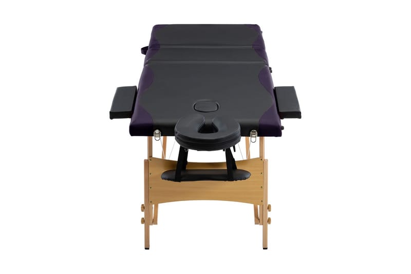 Hopfällbar massagebänk 3 sektioner trä svart och lila - Svart - Massagebord