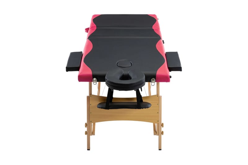 Hopfällbar massagebänk 3 sektioner trä svart och rosa - Svart - Massagebord
