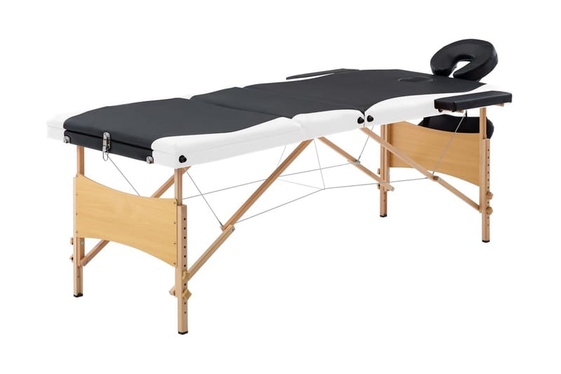 Hopfällbar massagebänk 3 sektioner trä svart och vit - Svart - Massagebord