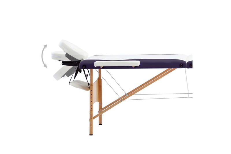 Hopfällbar massagebänk 3 sektioner trä vit och lila - Vit - Massagebord