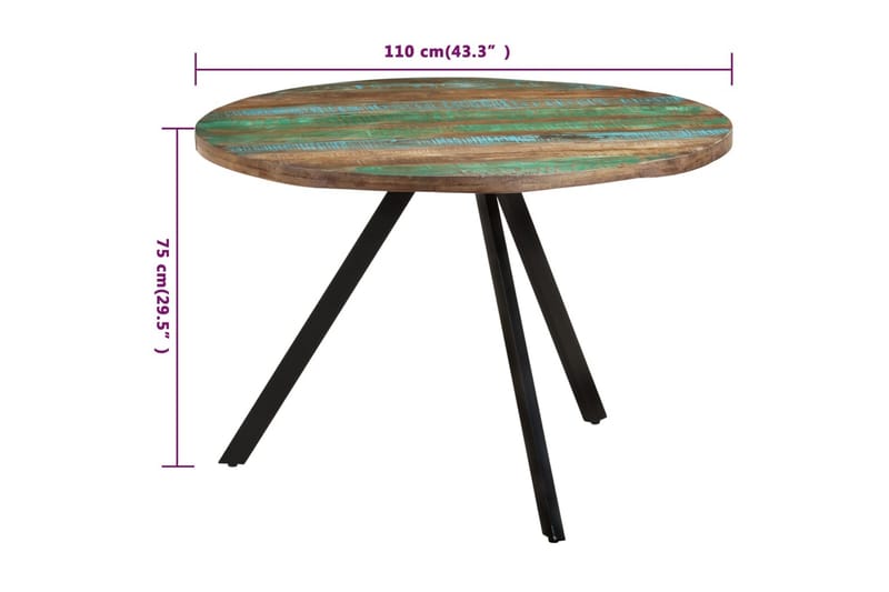Matbord 110x75 cm massivt återvunnet trä - Flerfärgsdesign - Matbord & köksbord