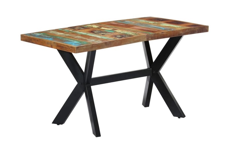 Matbord 140x70x75 cm massivt återvunnet trä - Flerfärgad - Matbord & köksbord