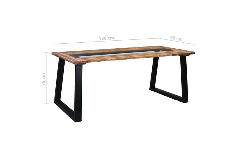 Matbord 180x90x75 cm massivt akaciaträ och glas - Brun - Matbord & köksbord