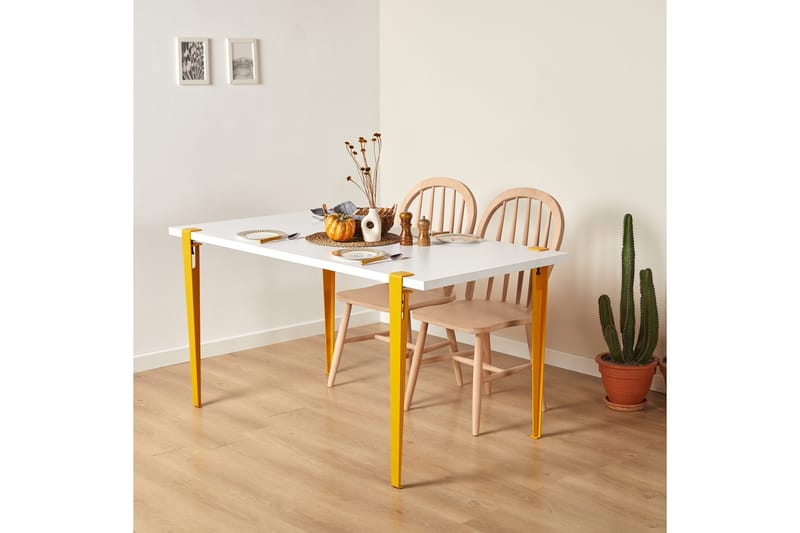 Matbord Eurotas 120x60 cm Vit/Gul - Hanah Home - Möbler - Bord & matgrupp - Matbord & köksbord