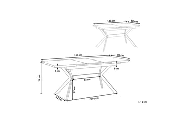 Abenson Matbord 180 cm Förlängningsbart - Grå/Svart - Möbler - Bord & matgrupp - Matbord & köksbord