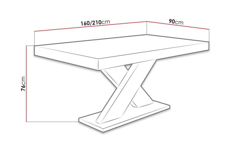 Bombax Utdragbart Rektangulärt Matbord 160–210 cm i Trä med Ekutseende - Beige - Möbler - Bord & matgrupp - Matbord & köksbord