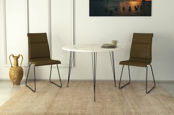 Bonnick Litet Runt Bord 90 cm med Ek- och Marmorutseende - Svart/Vit - Möbler - Bord & matgrupp - Matbord & köksbord