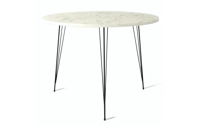 Bonnick Litet Runt Bord 90 cm med Ek- och Marmorutseende, Svart/Vit