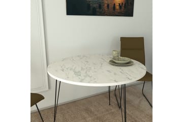 Bonnick Litet Runt Bord 90 cm med Ek- och Marmorutseende - Svart/Vit - Möbler - Bord & matgrupp - Matbord & köksbord