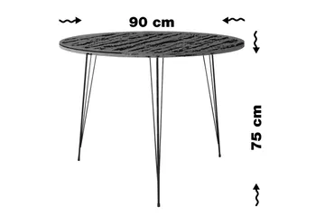 Bonnick Litet Runt Bord 90 cm med Trä- och Ekutseende - Brun/Svart - Möbler - Bord & matgrupp - Matbord & köksbord