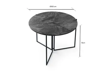 Buluca Runt Matbord 100 cm i Trä med Marmor- och Metallutseende - Mörkgrå - Möbler - Bord & matgrupp - Matbord & köksbord