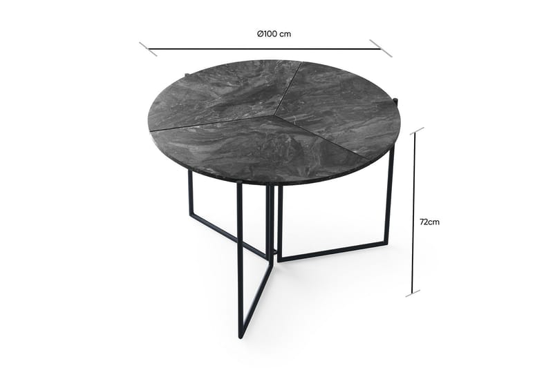 Buluca Runt Matbord 100 cm i Trä med Marmor- och Metallutseende - Mörkgrå - Möbler - Bord & matgrupp - Matbord & köksbord