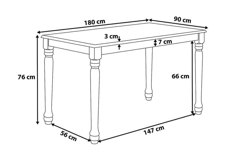 Cary Rektangulärt Matbord 180 cm i Trä - Vit - Möbler - Bord & matgrupp - Matbord & köksbord