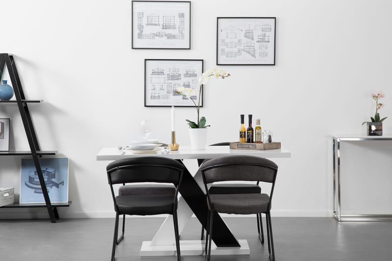 Cesi Rektangulärt Matbord 140 cm i Målat Trä - Vit / Svart - Möbler - Bord & matgrupp - Matbord & köksbord