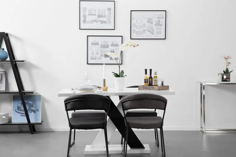 Cesi Rektangulärt Matbord 140 cm i Målat Trä - Vit|Svart - Möbler - Bord & matgrupp - Matbord & köksbord