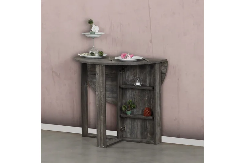 Comfortale Matbord Runt Hopfällbart - Grå Trä - Möbler - Bord & matgrupp - Matbord & köksbord