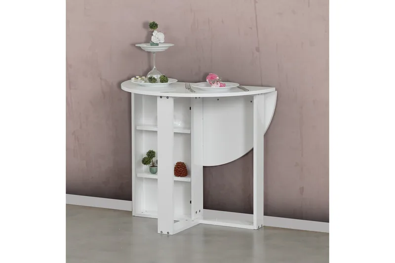 Comfortale Matbord Runt Hopfällbart - Vit - Möbler - Bord & matgrupp - Matbord & köksbord