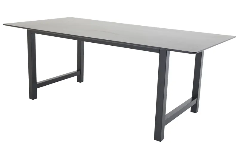 Count Stort Rektangulärt Matbord 220 cm med Mörkt Trä- och Metallutseende, Svart