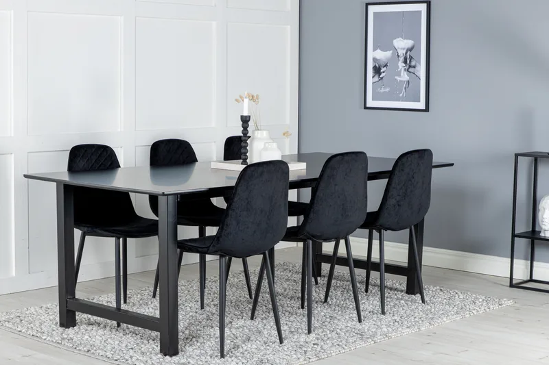 Count Stort Rektangulärt Matbord 220 cm med Mörkt Trä- och Metallutseende - Svart - Möbler - Bord & matgrupp - Matbord & köksbord