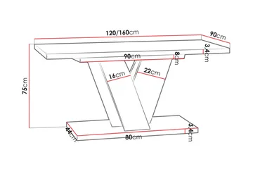 Denogal Utdragbart Rektangulärt Matbord 120 cm med Betongutseende - Ljusgrå - Möbler - Bord & matgrupp - Matbord & köksbord