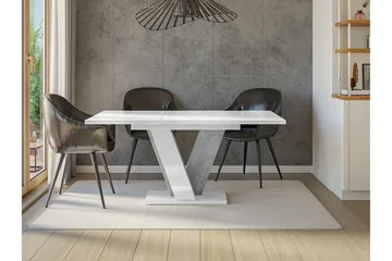 Denogal Utdragbart Rektangulärt Matbord 120 cm med Betongutseende - Vit - Möbler - Bord & matgrupp - Matbord & köksbord