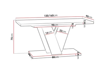 Denogal Utdragbart Rektangulärt Matbord 120 cm med Betongutseende - Vit - Möbler - Bord & matgrupp - Matbord & köksbord