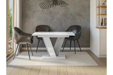 Denogal Utdragbart Rektangulärt Matbord 120 cm med Betongutseende - Vit - Möbler - Bord & matgrupp - Matbord & köksbord