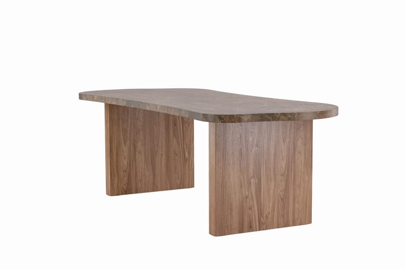 Eleonora Stort Asymmetriskt Matbord 230 cm i Trä med Valnöts- och Marmorutseende - Brun - Möbler - Bord & matgrupp - Matbord & köksbord