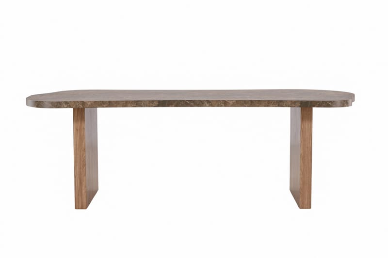 Eleonora Stort Asymmetriskt Matbord 230 cm i Trä med Valnöts- och Marmorutseende - Brun - Möbler - Bord & matgrupp - Matbord & köksbord