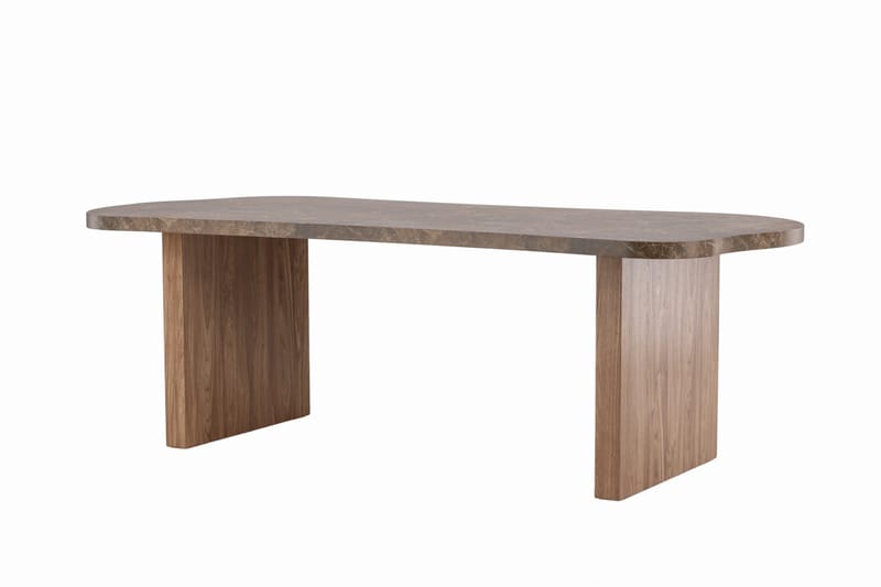 Eleonora Stort Asymmetriskt Matbord 230 cm i Trä med Valnöts- och Marmorutseende - Brun - Möbler - Bord & matgrupp - Matbord & köksbord