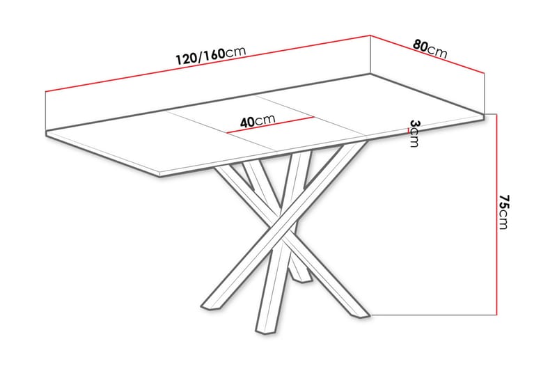 Förlängningsbart Matbord Buckfast 160 cm - Svart - Matbord & köksbord