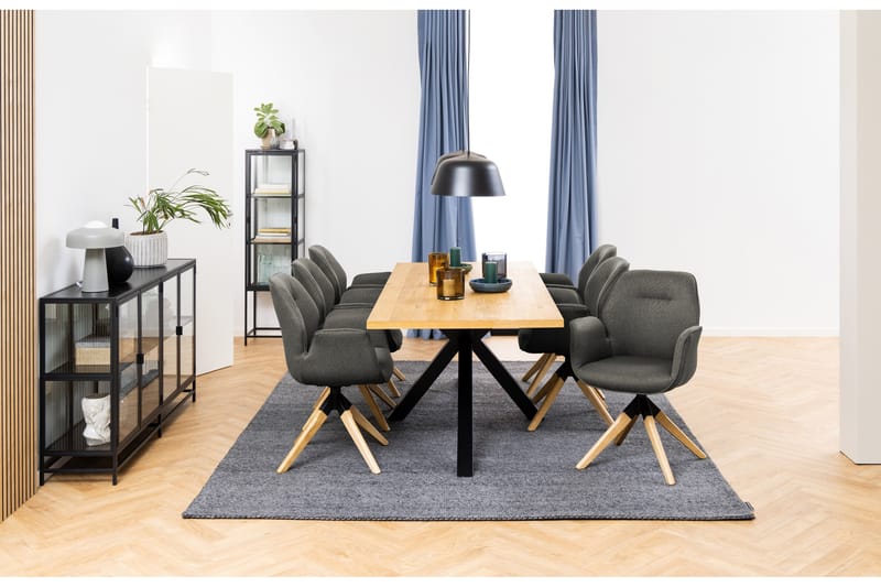 Ganesh Stort Rektangulärt Matbord 220 cm med Trä- och Ekutseende - Svart|Beige - Möbler - Bord & matgrupp - Matbord & köksbord