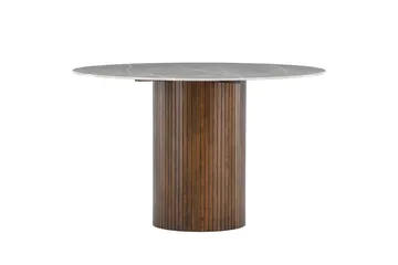 Härön Runt Matbord 120 cm i Glas med Marmorutseende - Brun - Möbler - Bord & matgrupp - Matbord & köksbord