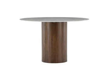Härön Runt Matbord 120 cm i Glas med Marmorutseende - Brun - Möbler - Bord & matgrupp - Matbord & köksbord