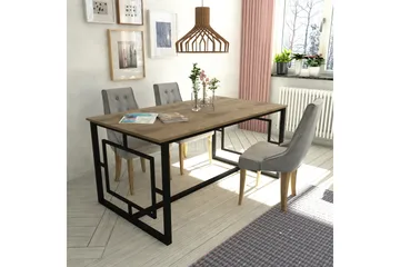 Hejde Rektangulärt Matbord 160 cm med Valnöts- och Metallutseende - Brun|Svart - Möbler - Bord & matgrupp - Matbord & köksbord