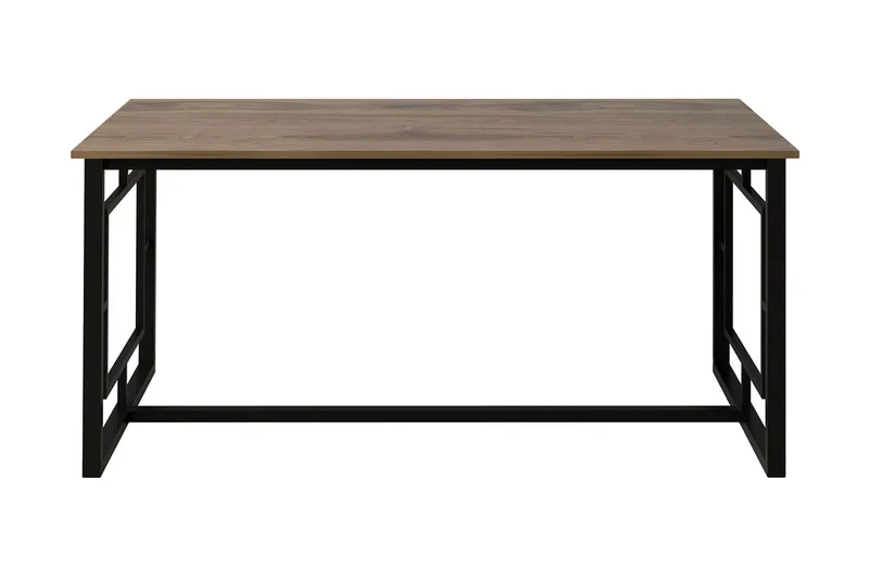 Hejde Rektangulärt Matbord 160 cm med Valnöts- och Metallutseende, Brun|Svart