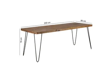 Hookway Rektangulärt Matbord 200 cm i Trä med Metallben - Brun - Möbler - Bord & matgrupp - Matbord & köksbord