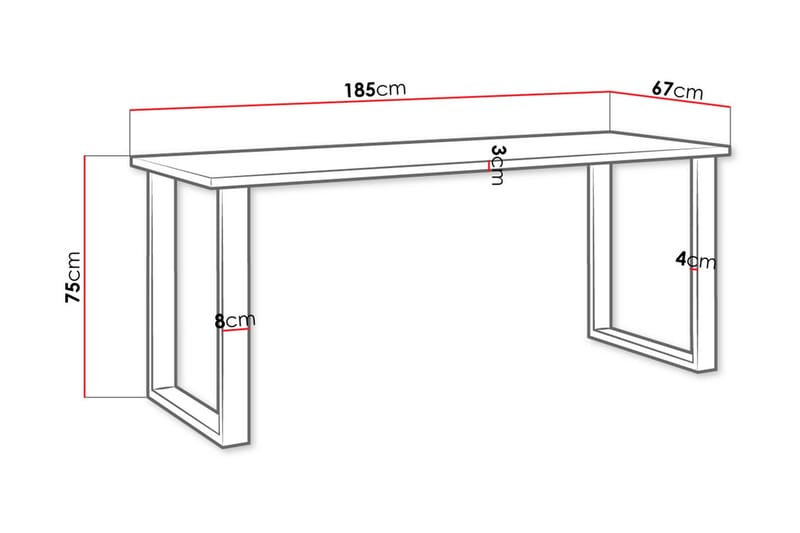 Imper Rektangulärt Matbord 185 cm med Teak- och Metallutseende - Svart|Brun - Möbler - Bord & matgrupp - Matbord & köksbord
