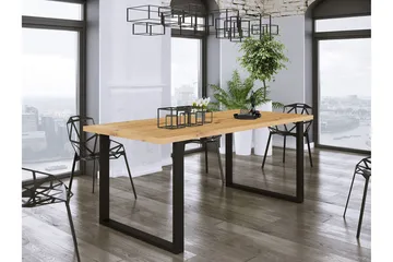 Imper Rektangulärt Matbord 185 cm med Teak- och Metallutseende - Svart|Brun - Möbler - Bord & matgrupp - Matbord & köksbord