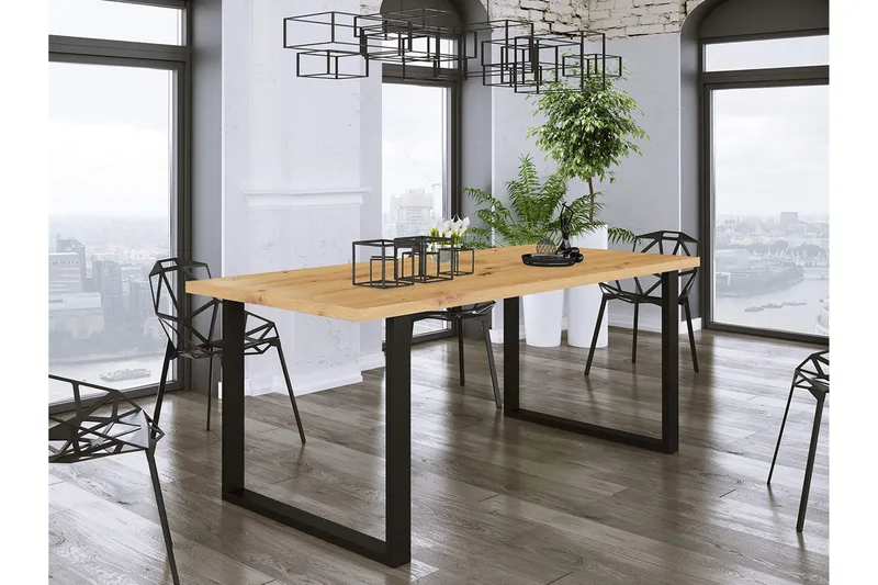 Imper Rektangulärt Matbord 185 cm med Teak- och Metallutseende - Svart|Brun - Möbler - Bord & matgrupp - Matbord & köksbord