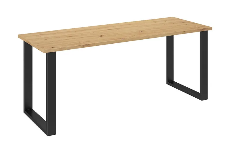 Imper Rektangulärt Matbord 185 cm med Teak- och Metallutseende, Svart|Brun