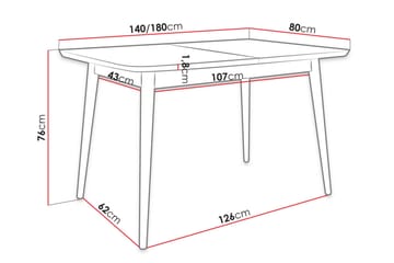 Ingram Utdragbart Rektangulärt Matbord 140 cm i Trä med Målat Trä-utseende - Svart - Möbler - Bord & matgrupp - Matbord & köksbord