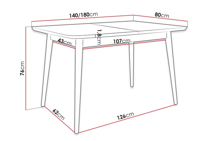 Ingram Utdragbart Rektangulärt Matbord 140 cm i Trä med Målat Trä-utseende - Svart - Möbler - Bord & matgrupp - Matbord & köksbord